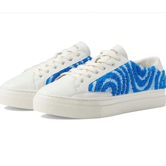 SOLUDOS | Ibiza Psychedelic Spiral Summer Sneakers in Marine Blue | Size US 9 - Picture 1 of 13